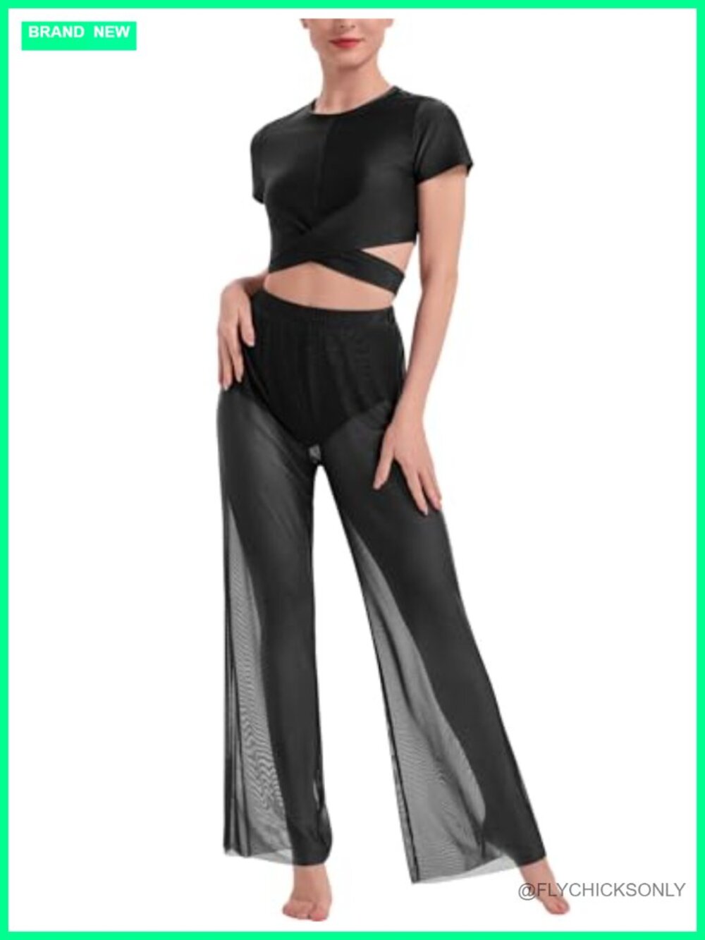 Women's Lyrical Dance Outfit Crop Top & Wide Leg Pants Contemporary Set